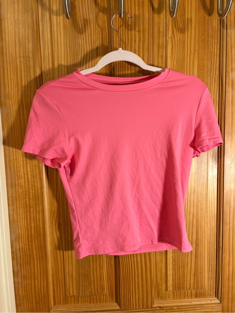 SHEIN Bright Pink Crewneck Short Sleeve Tee